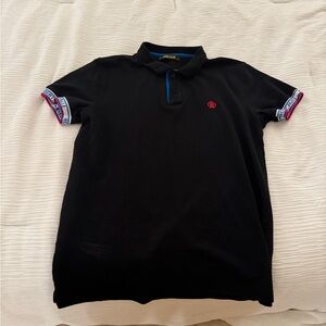 Roberto Cavalli Black Polo with Blue and Red Accents